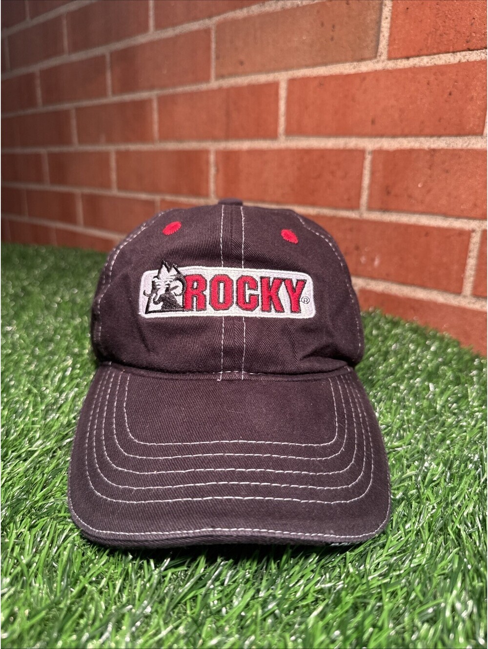 Rocky Black Embroidered Baseball Cap Adjustable Strap Work Smarter Not Harder